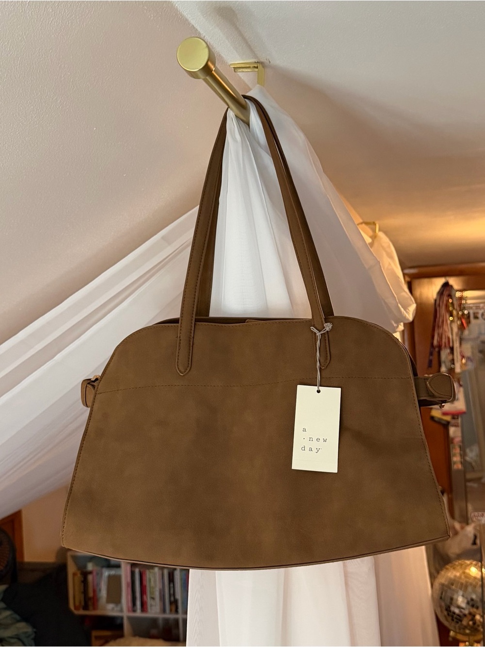 a new day Brown Suede Tote Bag